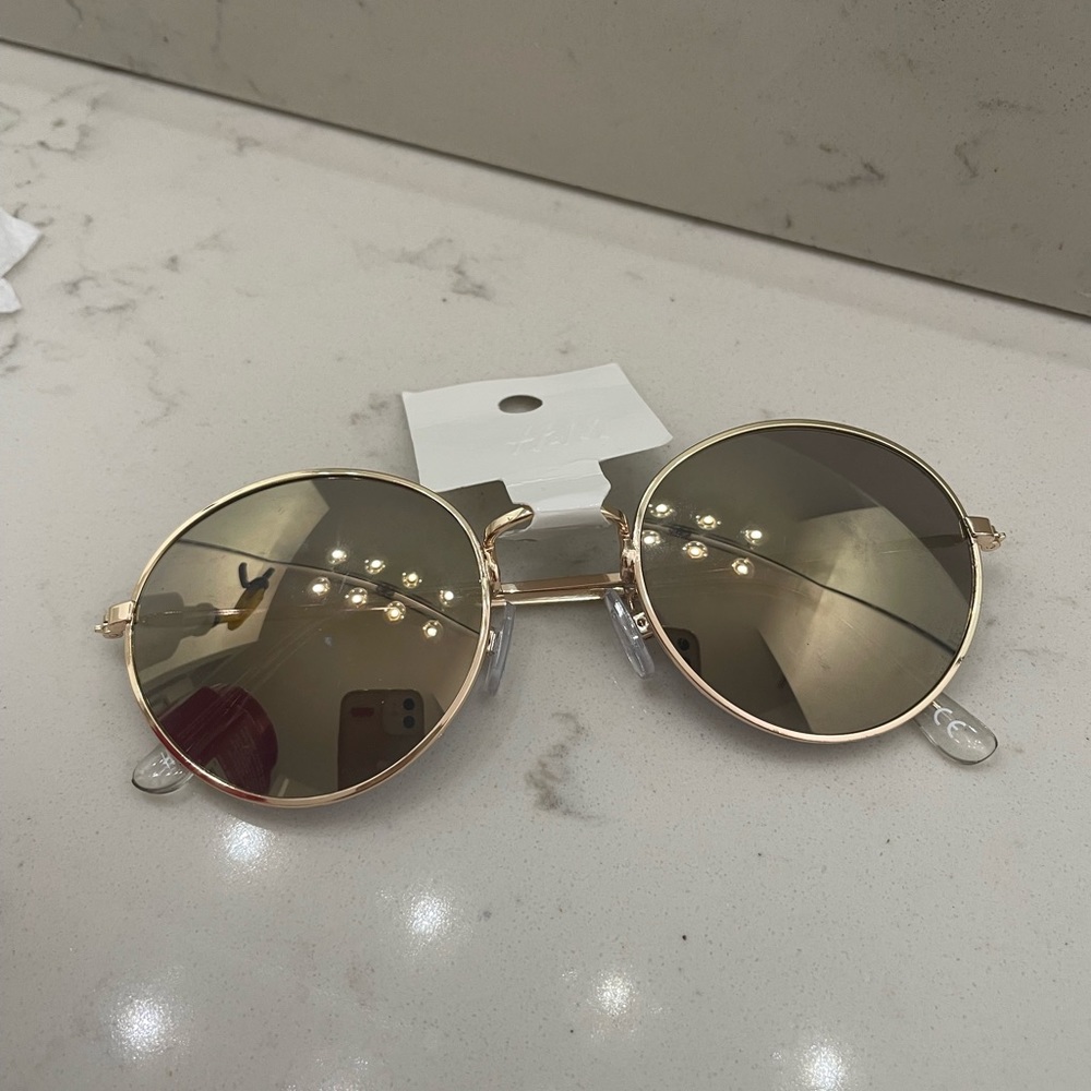 H&M gold mirrored round aviator sunglasses